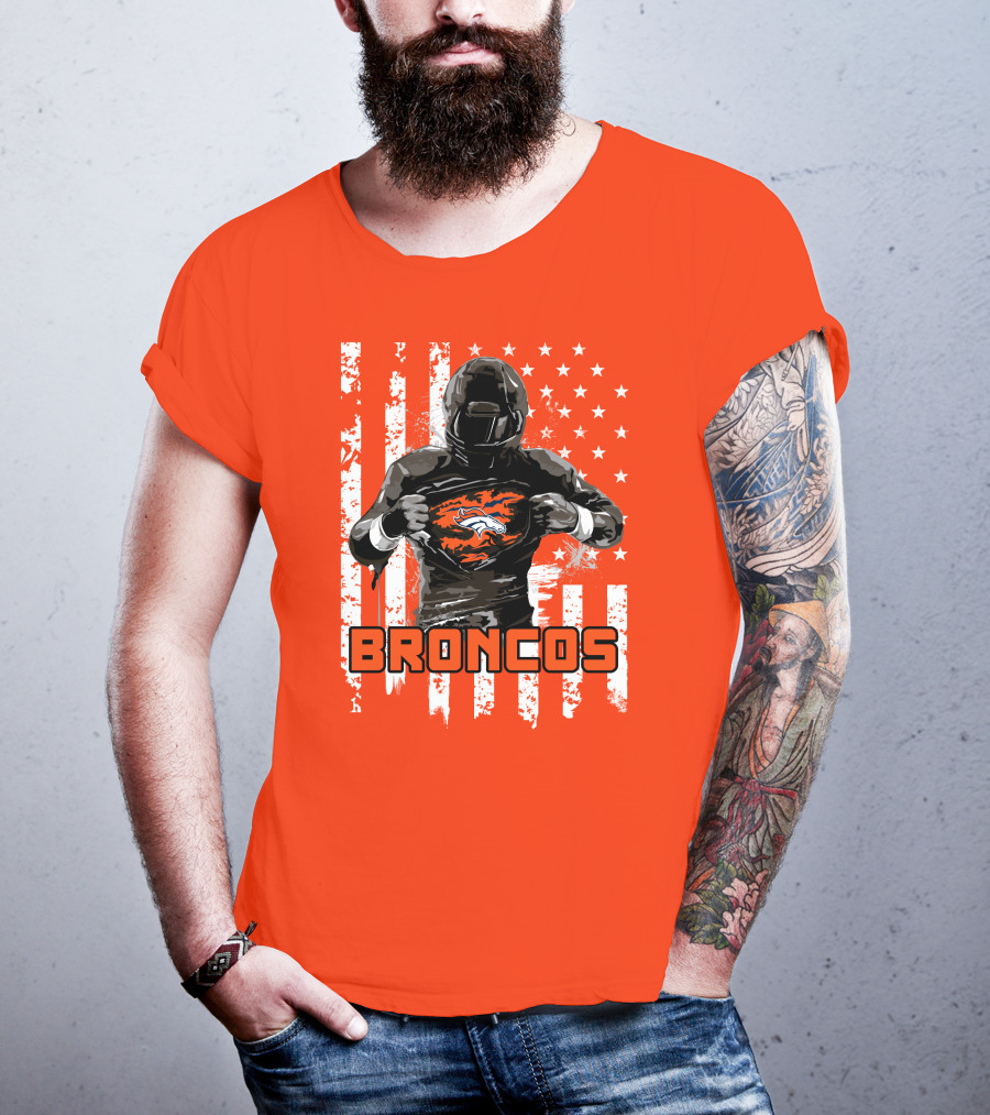 Denver Broncos Football Player American Flag T-Shirt