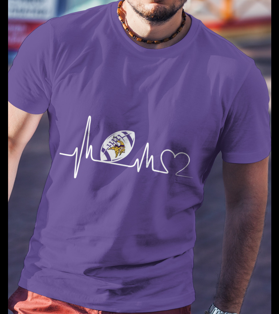 Minnesota Vikings Heartbeat Football And Love T-Shirt