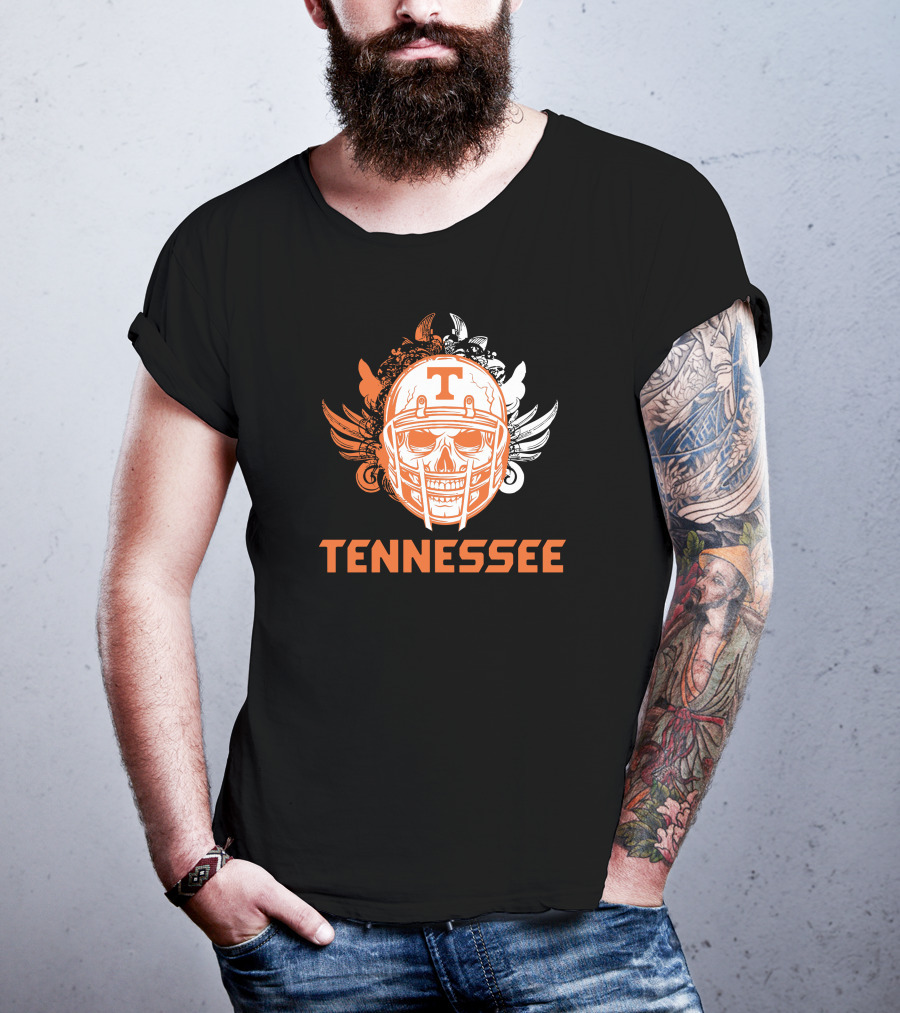 Tennessee Volunteers Skull Helmet Football Wings T-Shirt