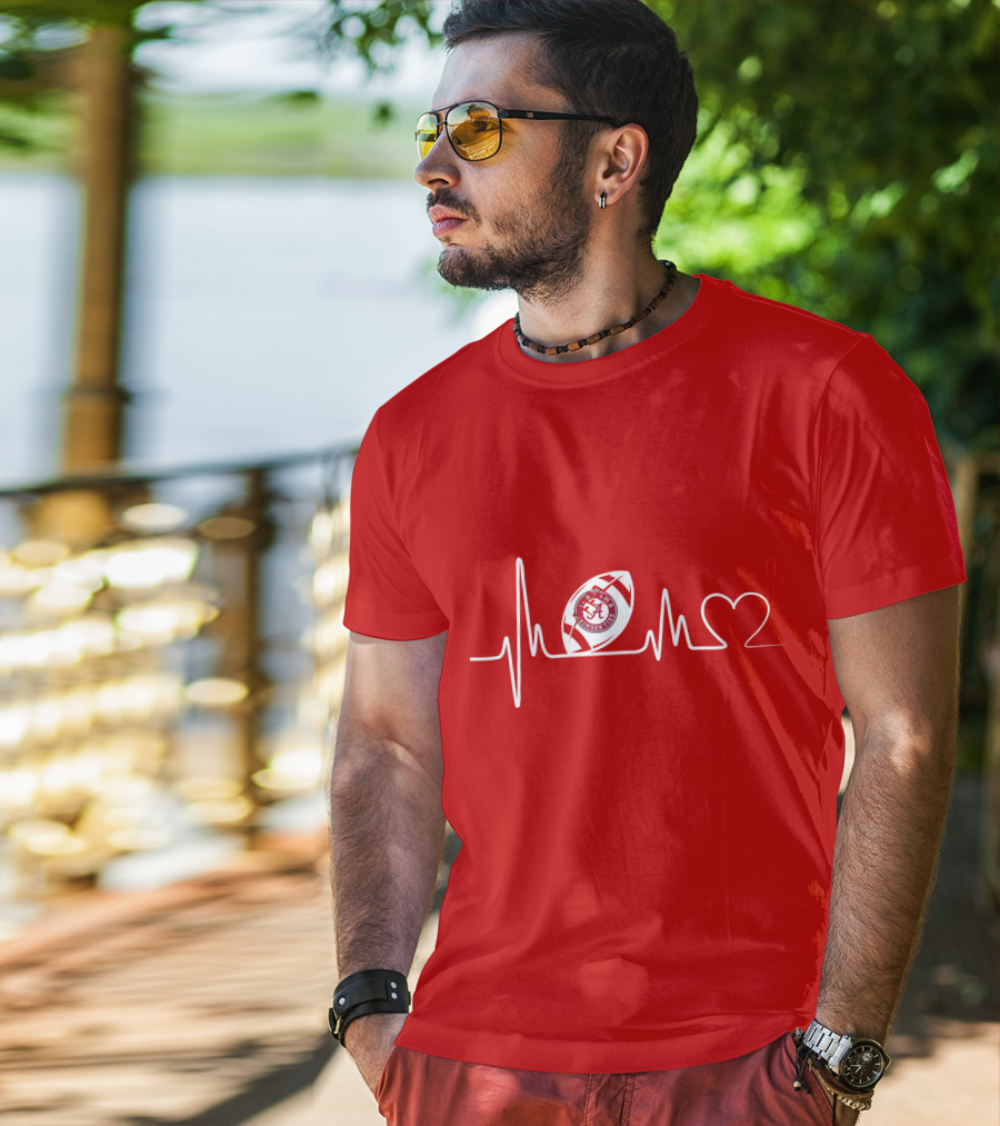 Alabama Crimson Tide Football Heartbeat Love T-Shirt