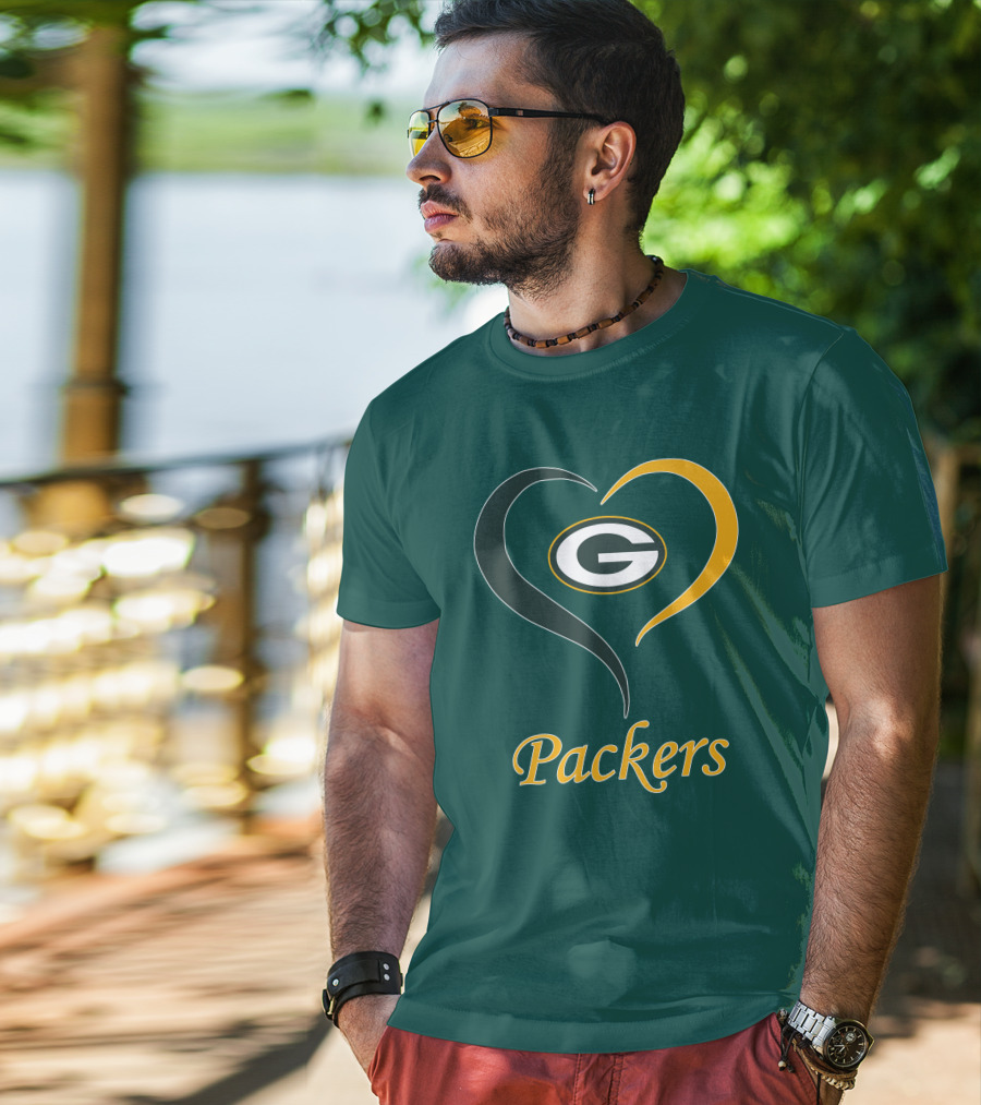 Green Bay Packers Heart Symbol Packers T-Shirt