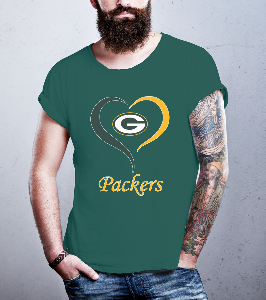 Green Bay Packers Heart Symbol Packers T-Shirt