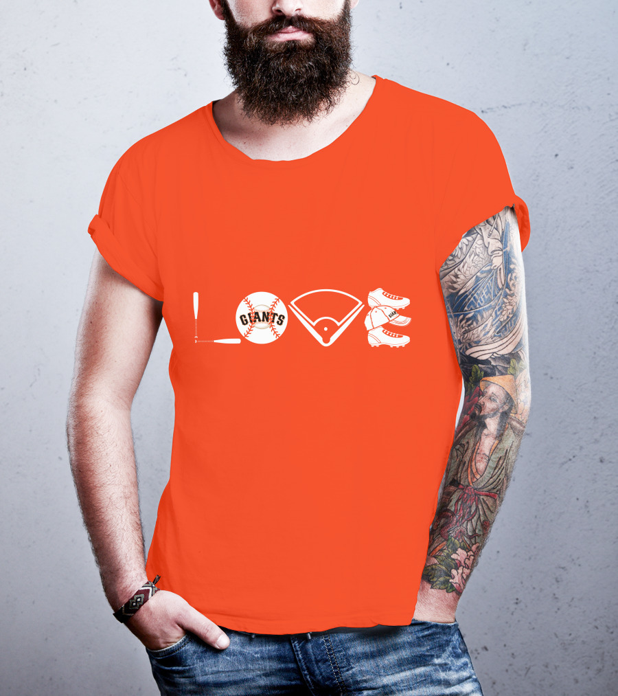 Love San Francisco Giants Baseball Giants Cleats Homeplate Bat T-Shirt