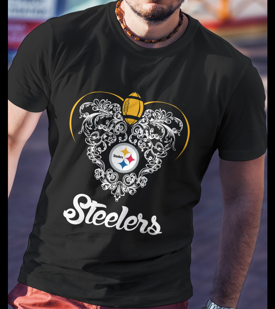 Steelers Football Emblem With Ornate Flourish T-Shirt