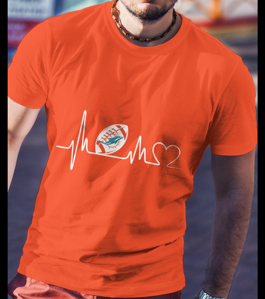 Miami Dolphins Football Heartbeat Pulse T-Shirt