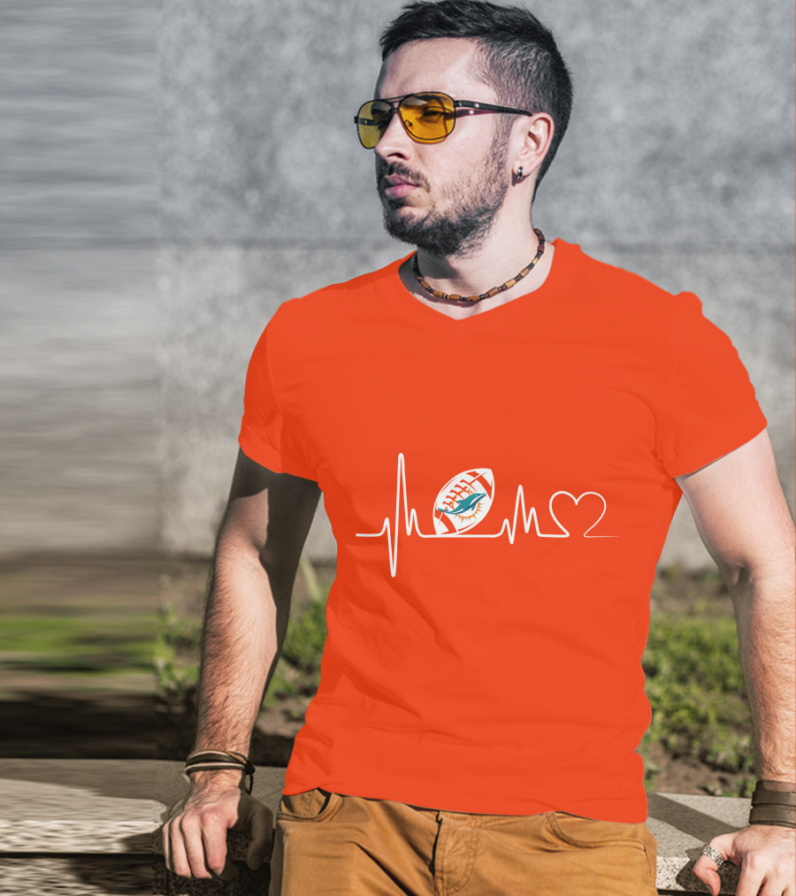 Miami Dolphins Football Heartbeat Pulse T-Shirt