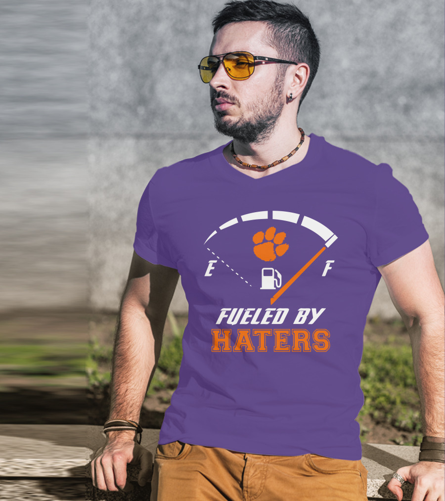 Clemson Tigers Fueled By Haters Gas Gauge Paw T-Shirt