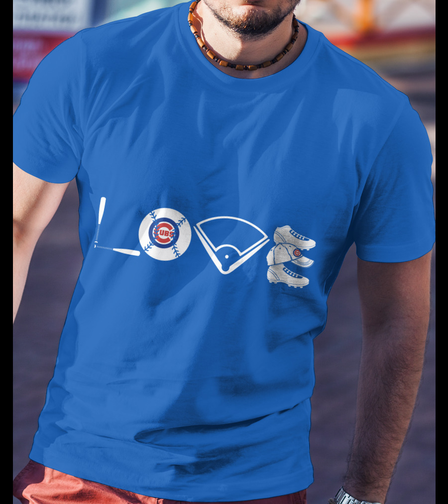 Love Cubs Baseball Field Bat Cleats T-Shirt