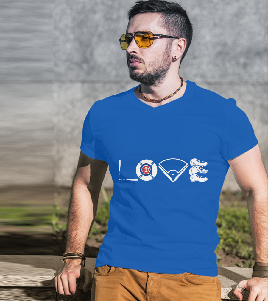 Love Cubs Baseball Field Bat Cleats T-Shirt