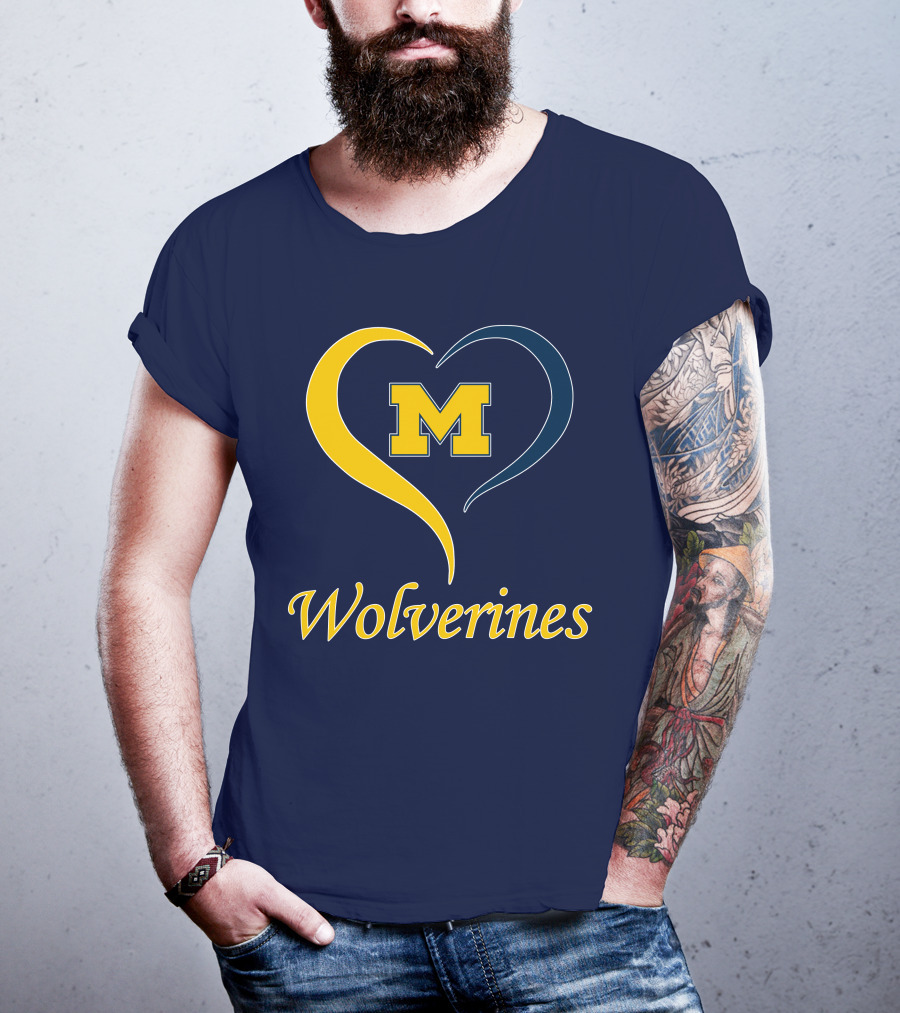 Michigan Wolverines Heart M T-Shirt