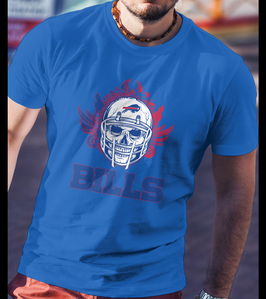 Buffalo Bills Skull Helmet Wings T-Shirt
