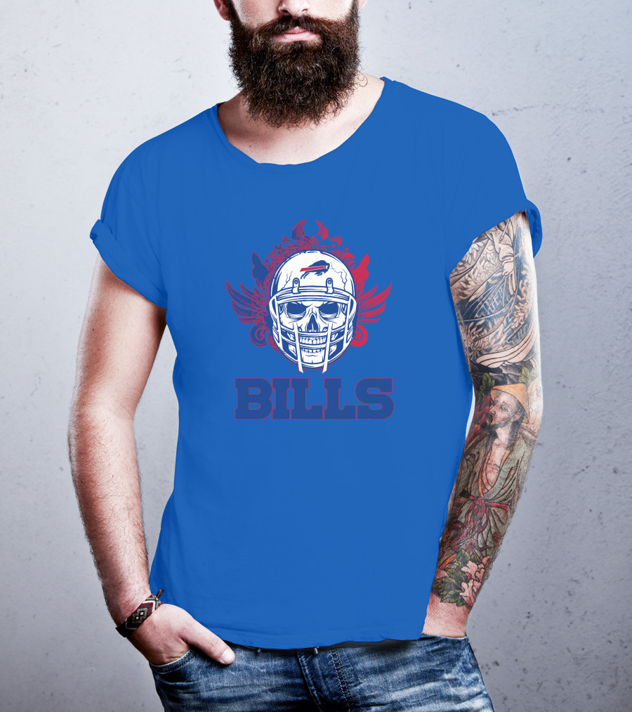Buffalo Bills Skull Helmet Wings T-Shirt
