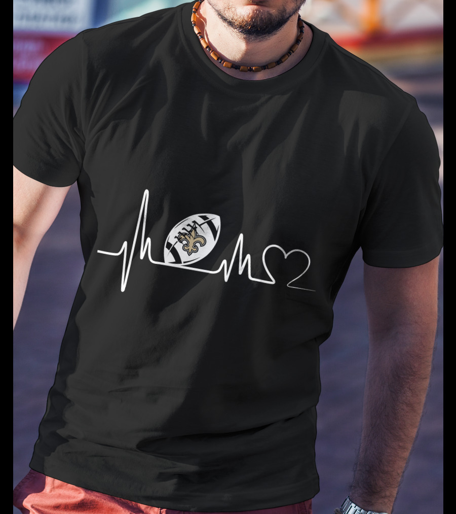 New Orleans Saints Heartbeat Football Fleur-de-Lis T-Shirt