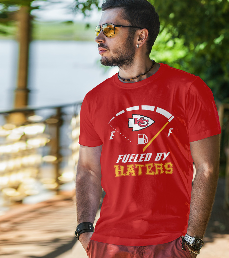 Kansas City Chiefs KC Logo Fueled By Haters Fuel Gauge T-Shirt