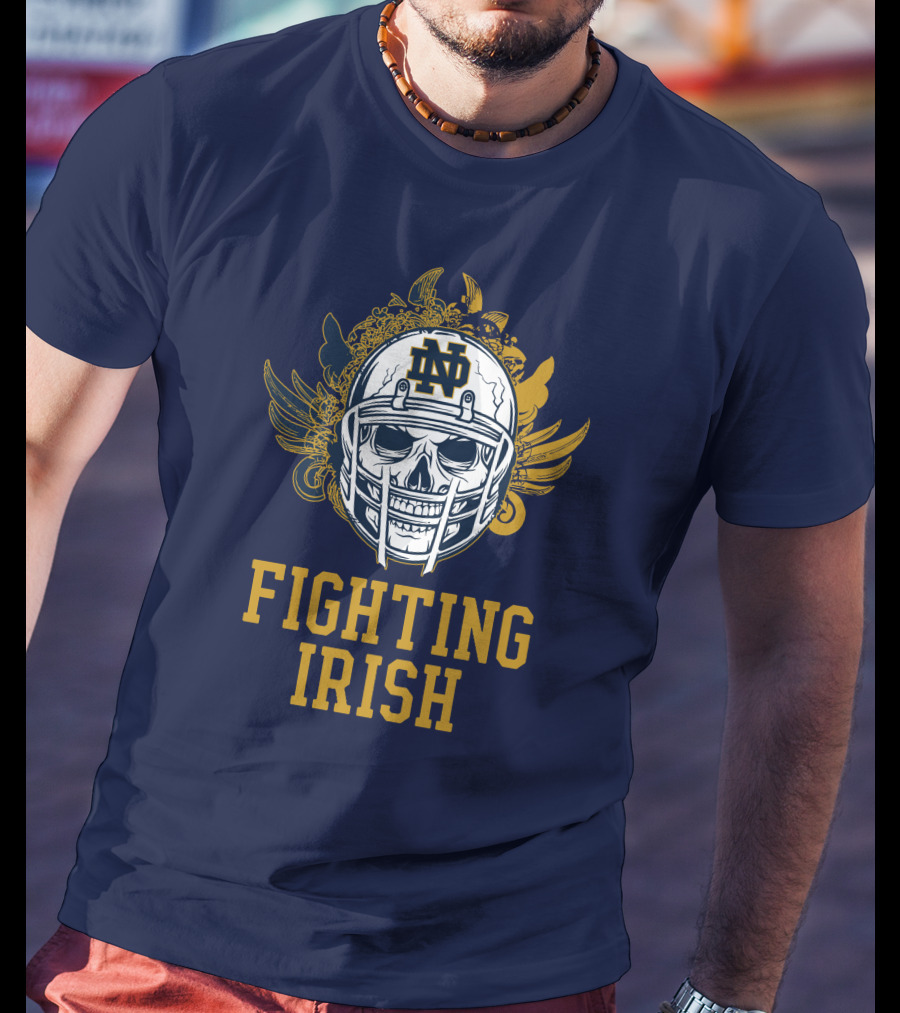 Notre Dame Fighting Irish Skull Helmet Emblem T-Shirt
