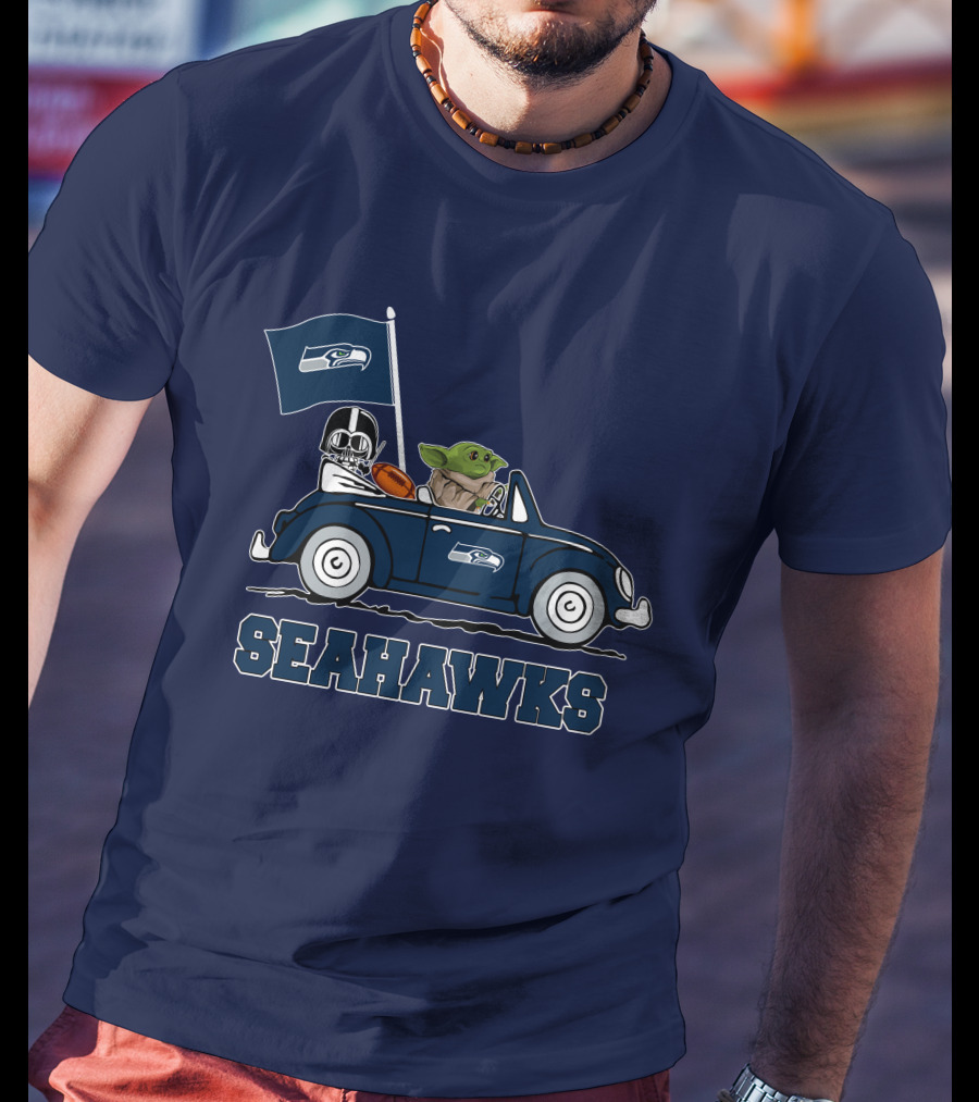 Seahawks Darth Vader Baby Yoda Car Star Wars T-Shirt