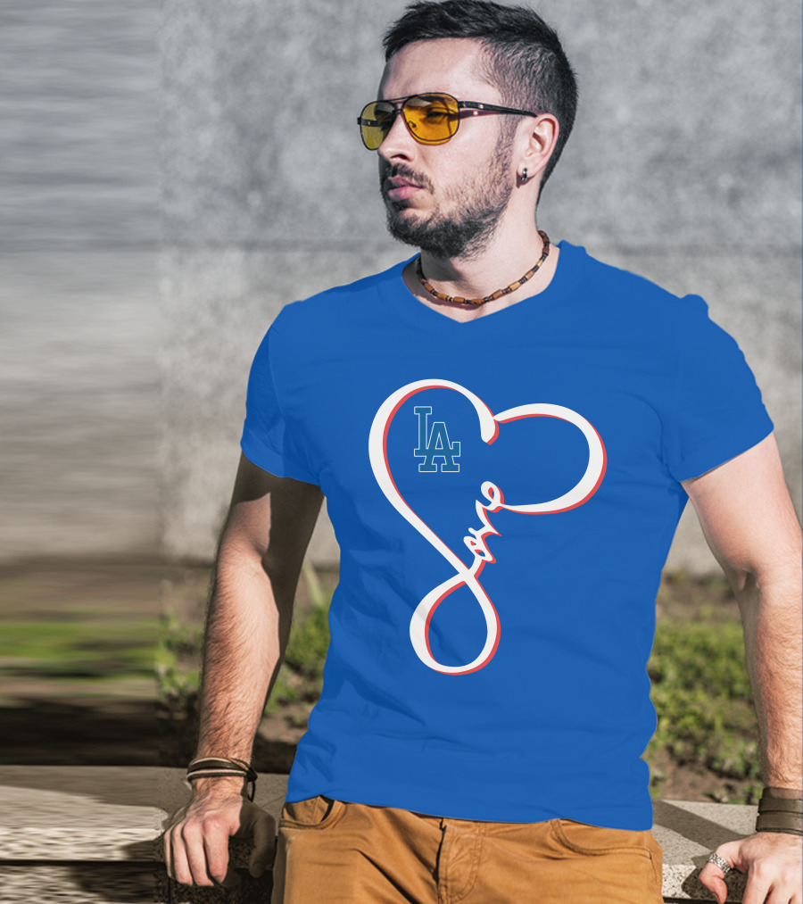 LA Dodgers Love Script With Heart-Shaped T-Shirt