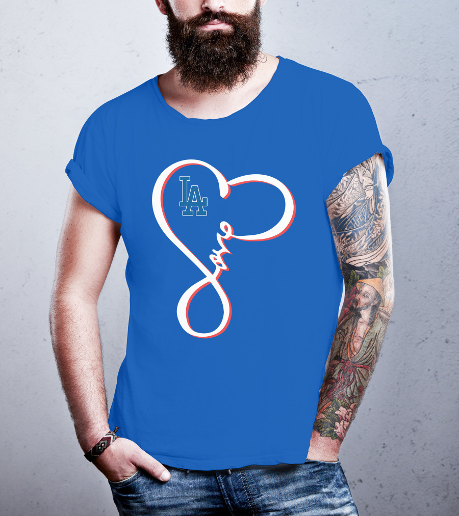 LA Dodgers Love Script With Heart-Shaped T-Shirt