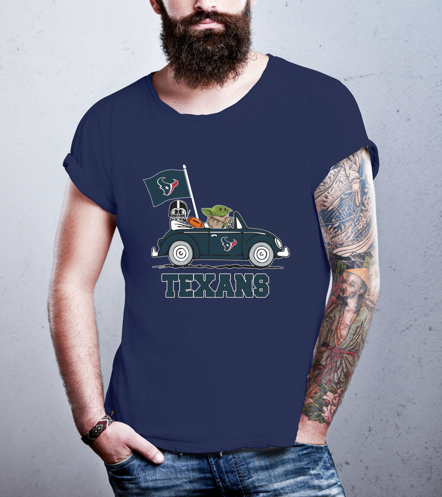 Houston Texans Baby Yoda And Darth Vader Car Adventure Star Wars T-Shirt
