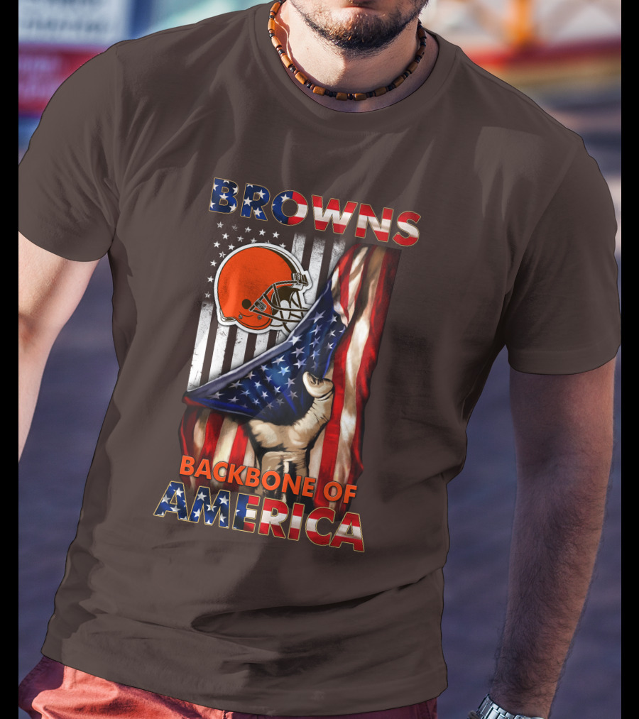 Browns Backbone Of America Cleveland Browns American Flag T-Shirt