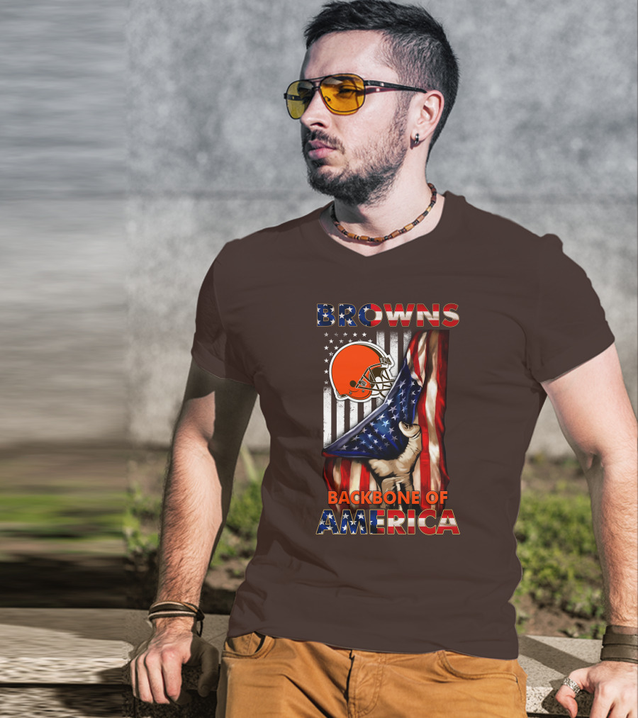 Browns Backbone Of America Cleveland Browns American Flag T-Shirt