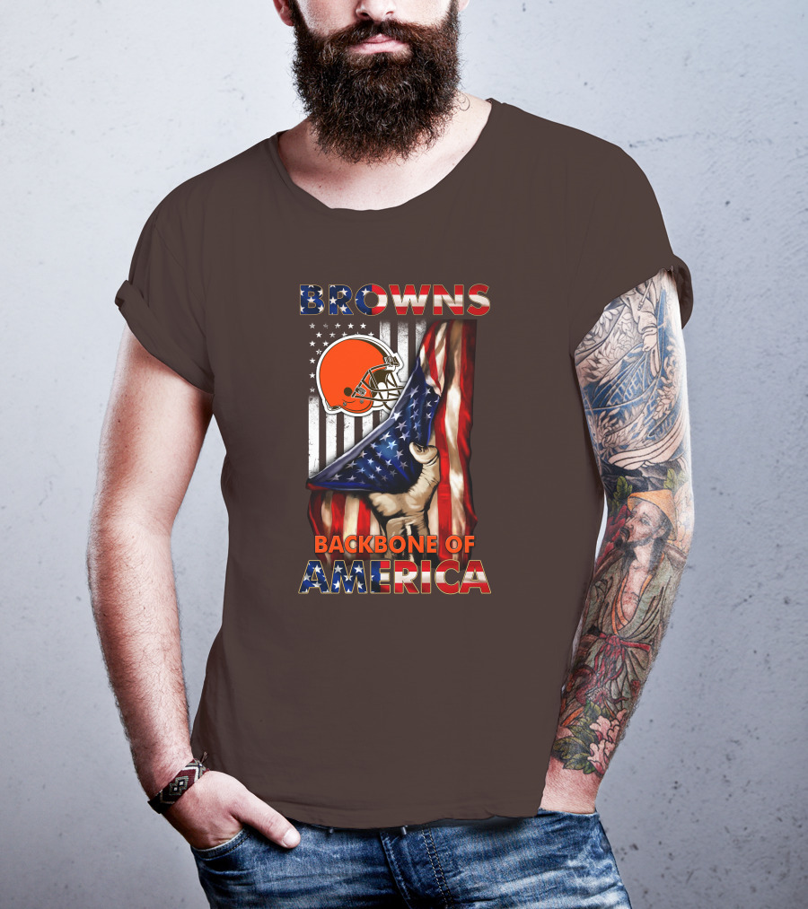 Browns Backbone Of America Cleveland Browns American Flag T-Shirt