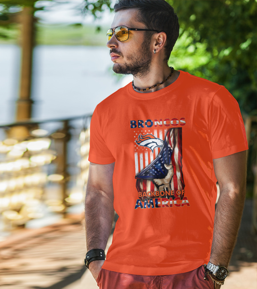 Broncos Backbone Of America Flag T-Shirt