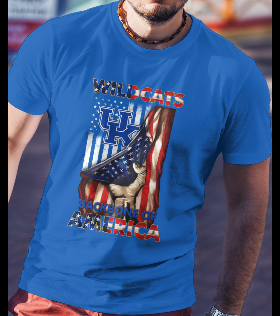 Kentucky Wildcats America Backbone Stars And Stripes Flag T-Shirt