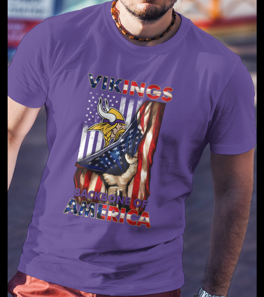 Vikings Backbone Of America Flag And Helmet T-Shirt