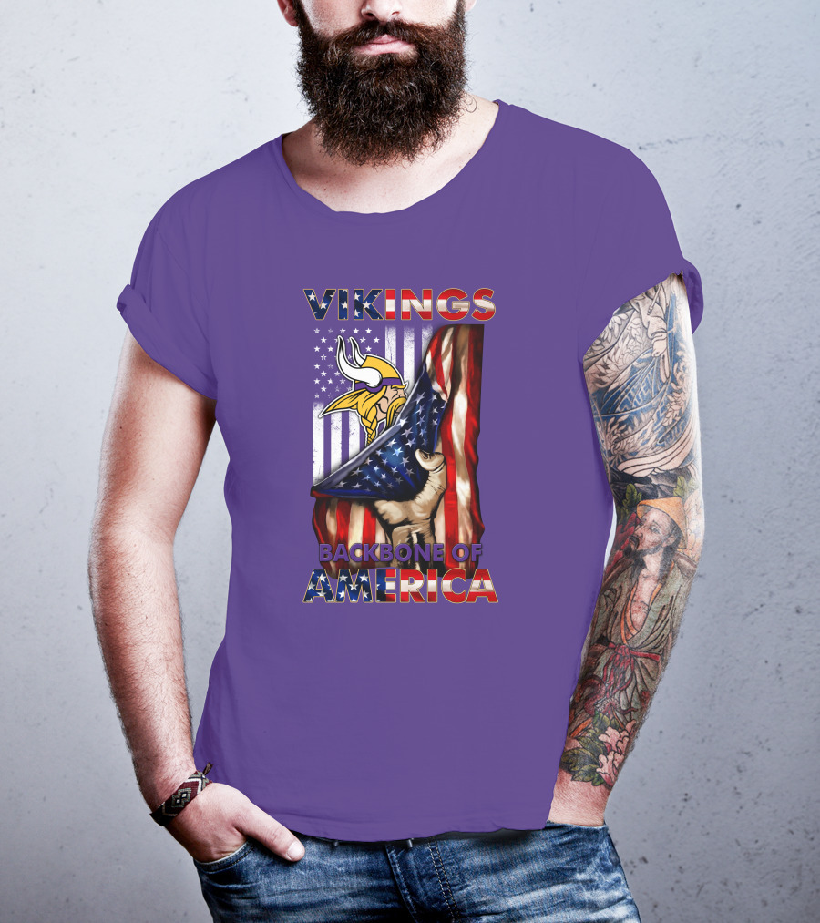 Vikings Backbone Of America Flag And Helmet T-Shirt
