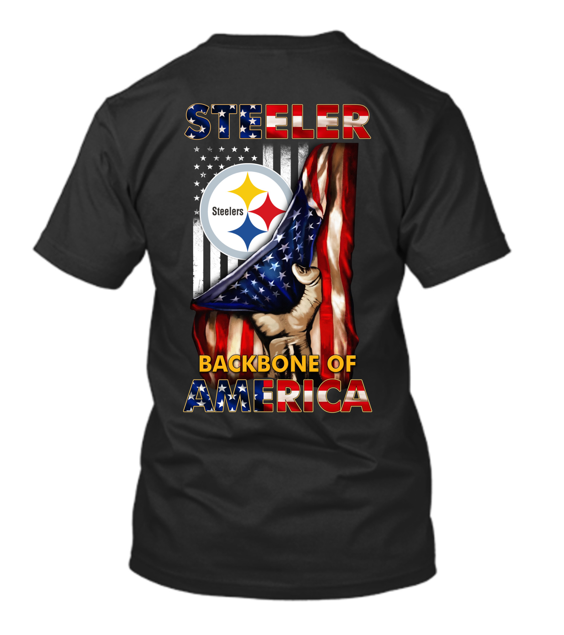 Steelers Backbone Of America American Flag Football Fan Pride T-Shirt
