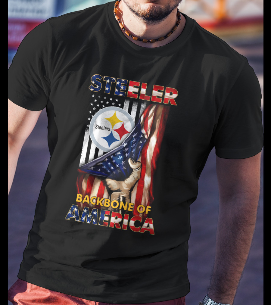 Steelers Backbone Of America American Flag Football Fan Pride T-Shirt