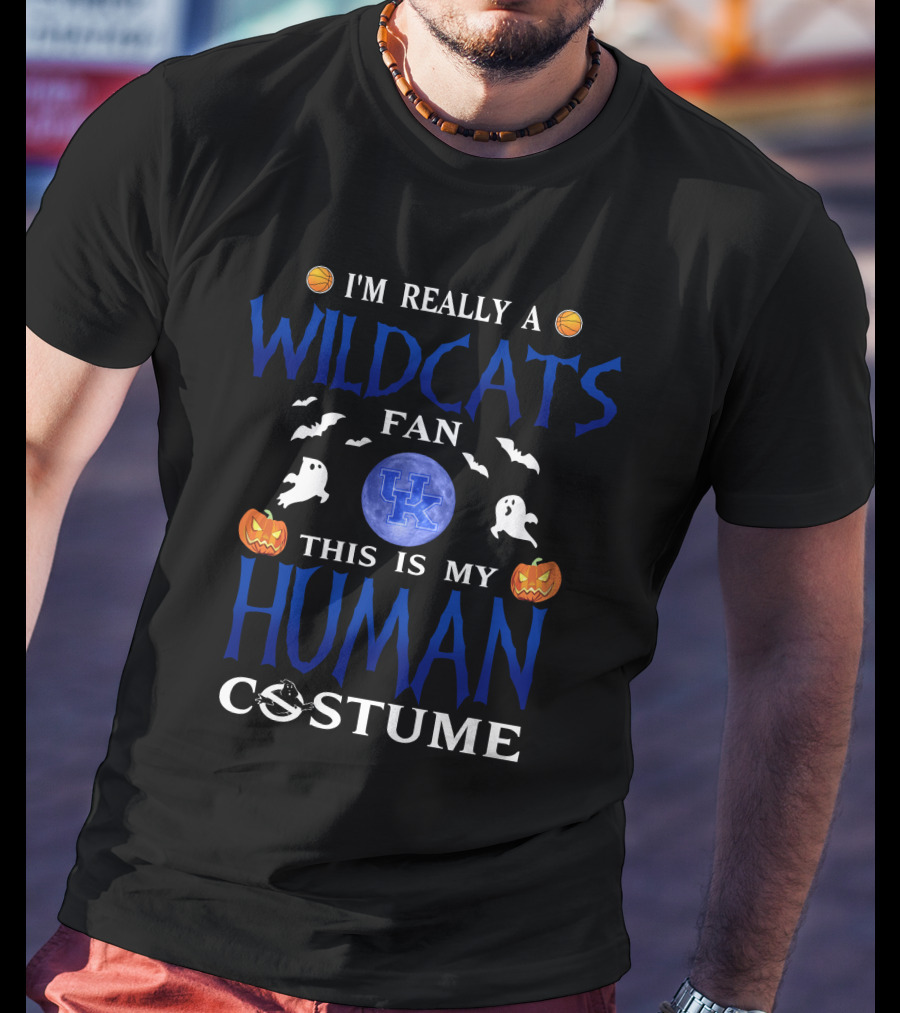I'm Really A Kentucky Wildcats Fan This Is My Human Costume Halloween T-Shirt