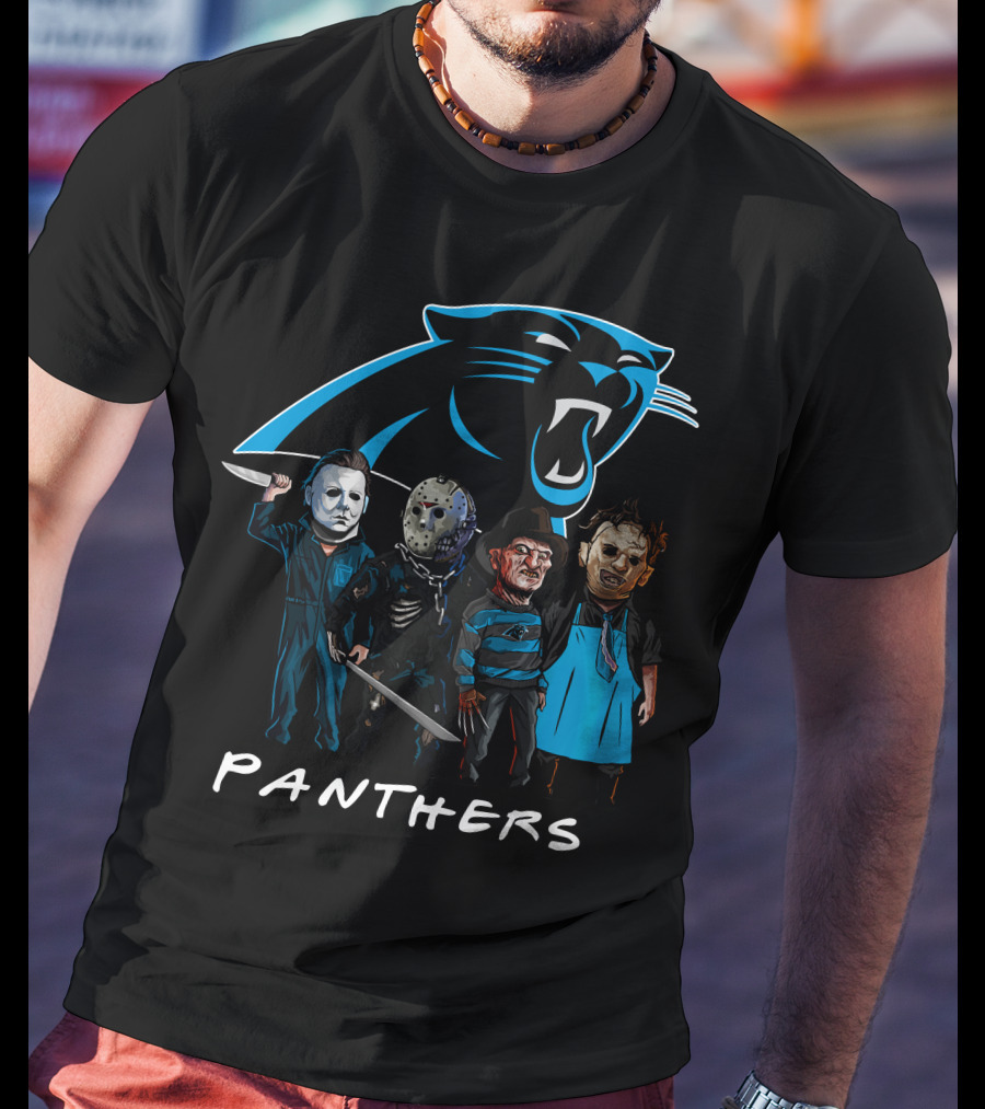 Carolina Panthers Halloween Featuring Iconic Slasher Squad Team T-Shirt