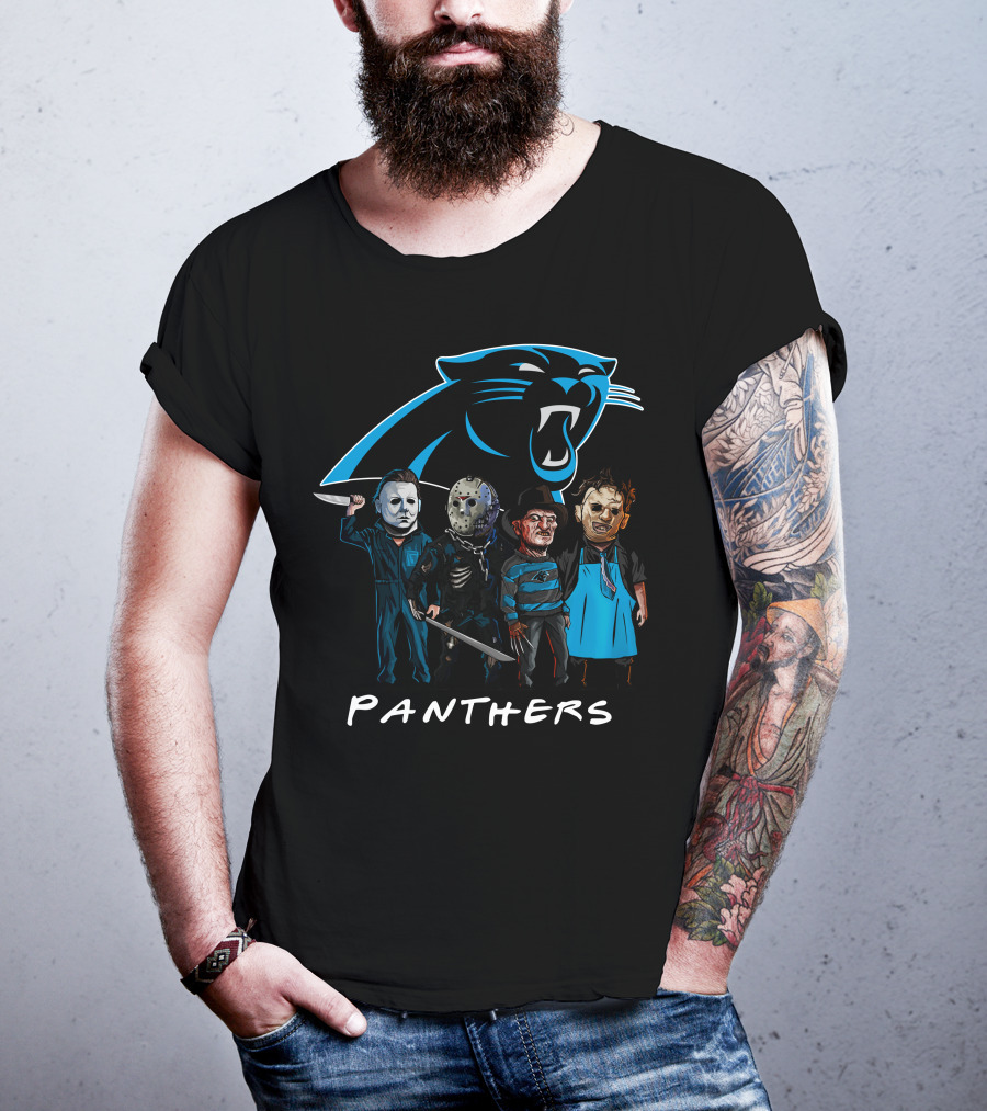 Carolina Panthers Halloween Featuring Iconic Slasher Squad Team T-Shirt