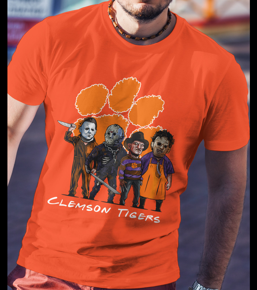 Clemson Tigers Halloween Slasher Squad Horror Characters T-Shirt