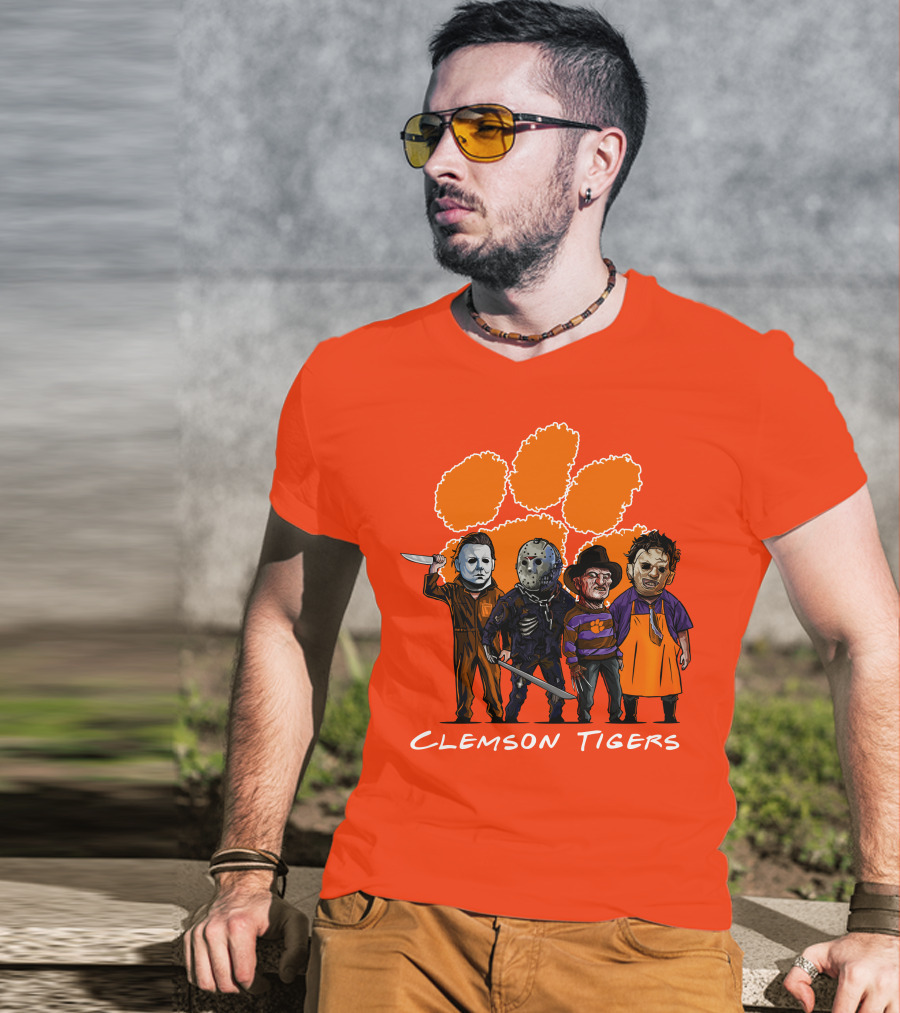 Clemson Tigers Halloween Slasher Squad Horror Characters T-Shirt