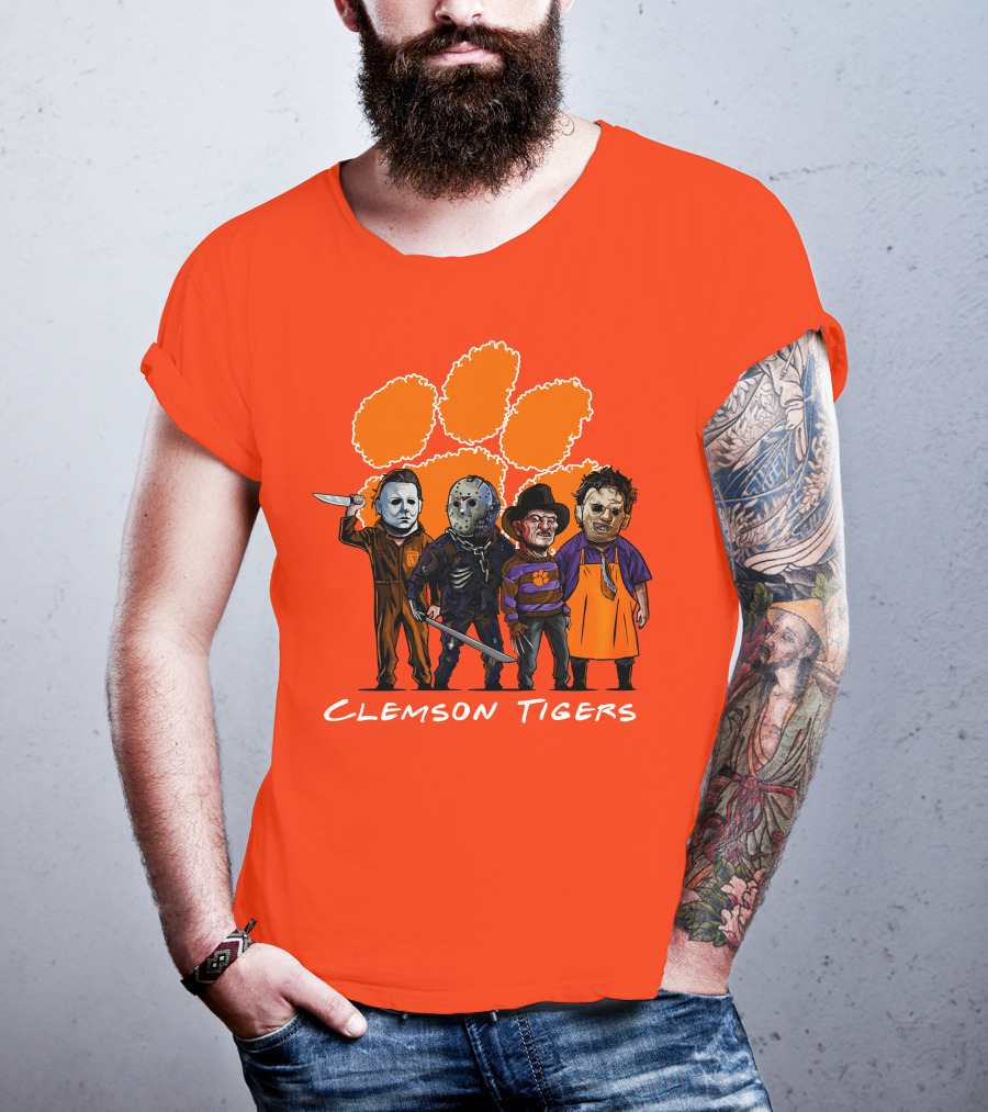 Clemson Tigers Halloween Slasher Squad Horror Characters T-Shirt