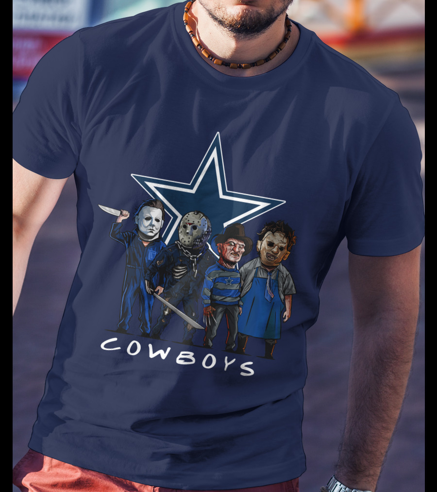 Dallas Cowboys Halloween Slasher Squad Iconic Horror Characters T-Shirt
