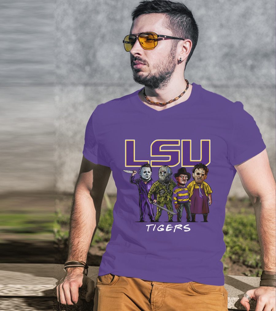 LSU Tigers Halloween The Slasher Squad Teams Horror Characters T-Shirt