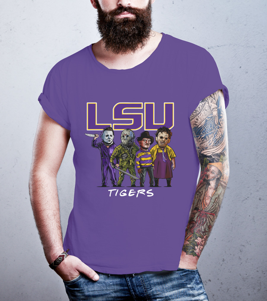 LSU Tigers Halloween The Slasher Squad Teams Horror Characters T-Shirt