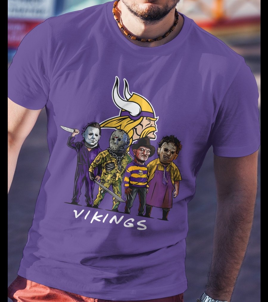 Minnesota Vikings Halloween Horror Icons Team Squad T-Shirt