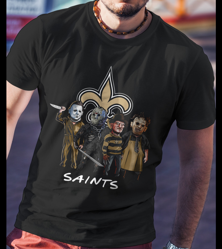 New Orleans Saints Halloween Slasher Squad Character Mashup T-Shirt