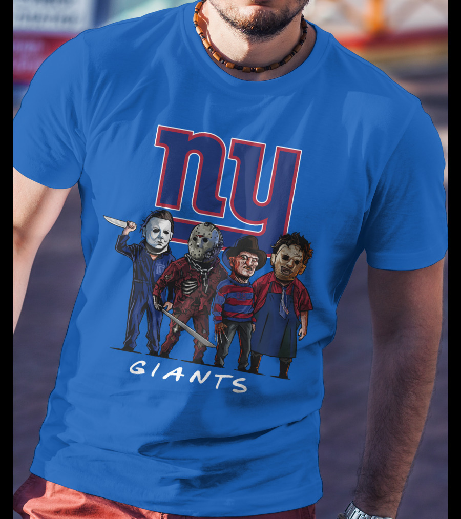 New York Giants Halloween Slasher Squad With Iconic Horror Characters T-Shirt