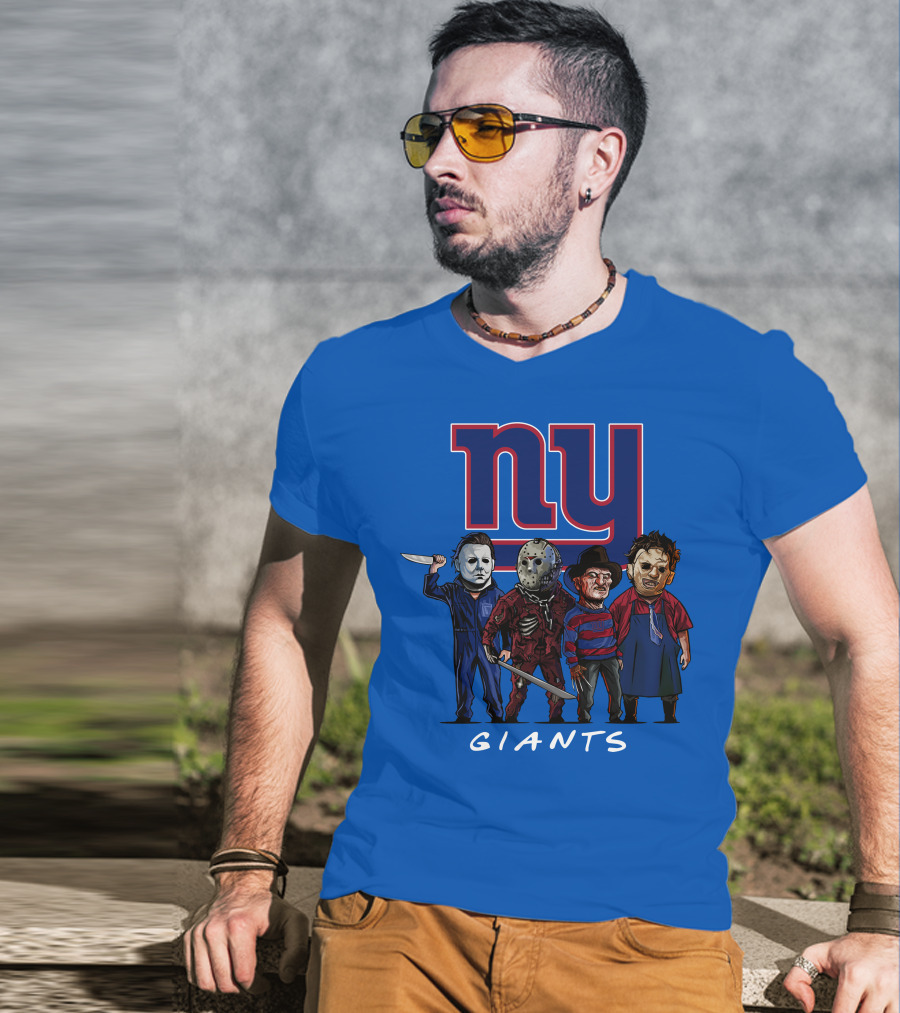 New York Giants Halloween Slasher Squad With Iconic Horror Characters T-Shirt