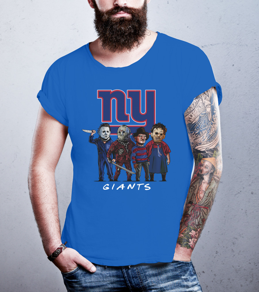 New York Giants Halloween Slasher Squad With Iconic Horror Characters T-Shirt