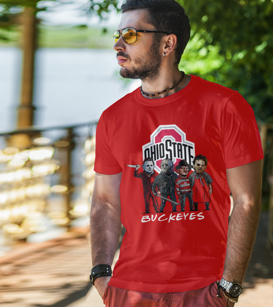 Ohio State Buckeyes Halloween The Slasher Squad Teams Horror Icons T-Shirt