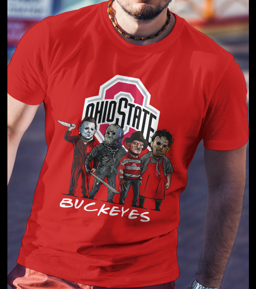 Ohio State Buckeyes Halloween The Slasher Squad Teams Horror Icons T-Shirt