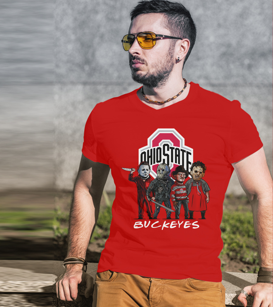 Ohio State Buckeyes Halloween The Slasher Squad Teams Horror Icons T-Shirt