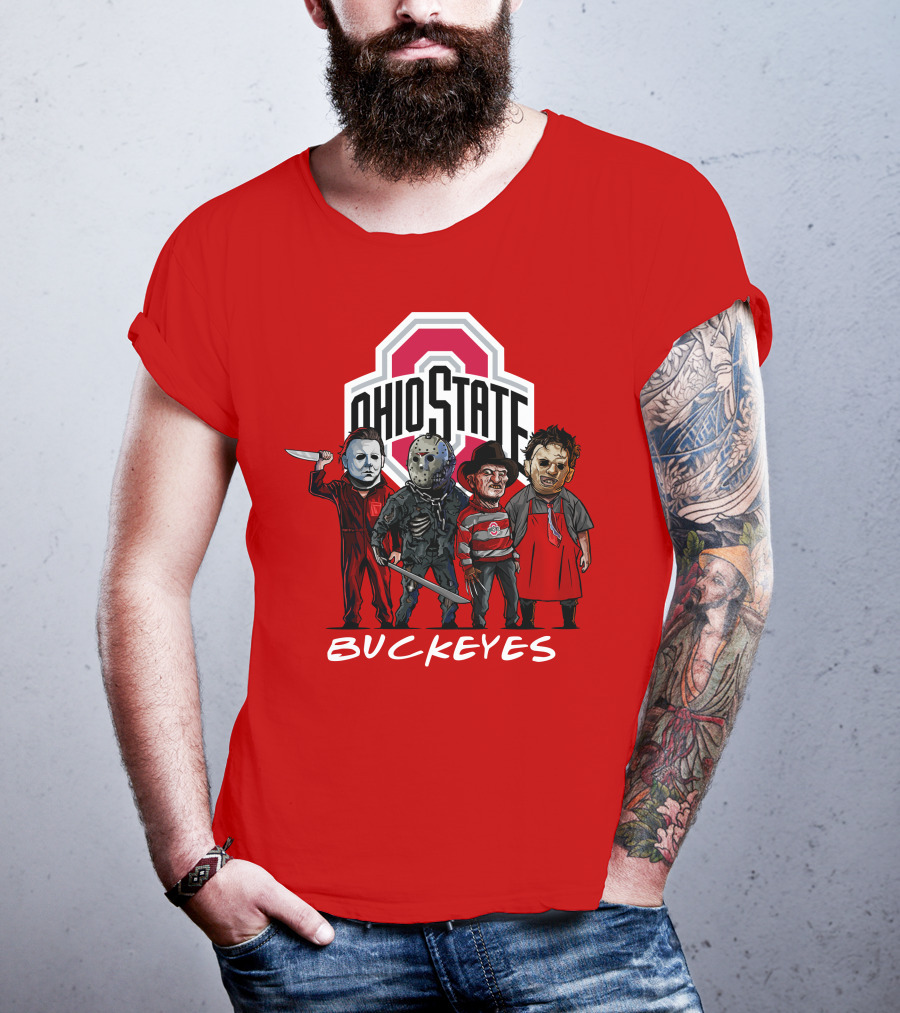 Ohio State Buckeyes Halloween The Slasher Squad Teams Horror Icons T-Shirt